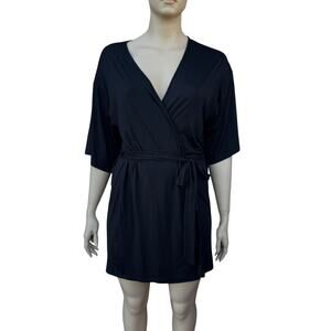 Secret Treasures Black Short Sleeve Wrap Robe Self Tie Belt Plus Size 2X 18W 20W